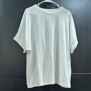 Elegant White Ribbed Women's Tee